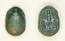 Scarab: Hieroglyphs (nfr-signs, anx-signs, Dd-signs), Egypt, Middle Kingdom-Second Intermediate... Creator: Unknown