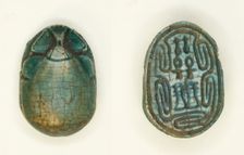 Scarab: Hieroglyphs (nfr-signs, anx-signs, Dd-signs), Egypt, Middle Kingdom-Second Intermediate... Creator: Unknown