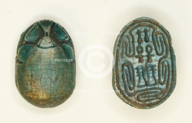 Scarab: Hieroglyphs (nfr-signs, anx-signs, Dd-signs), Egypt, Middle Kingdom-Second Intermediate... Creator: Unknown.