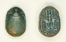 Scarab: Hieroglyphs (nfr-signs, anx-signs, Dd-signs), Egypt, Middle Kingdom-Second Intermediate... Creator: Unknown