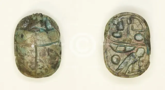 Scarab: Hieroglyphs, Egypt, New Kingdom-Late Period, Dynasties 18-26 (about 1550-525 BCE). Creator: Unknown.