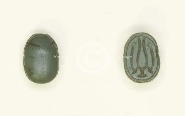 Scarab: Hieroglyphs (Hs-vessel and wAs-Scepters), Egypt, New Kingdom, Dynasty 18 (?)... Creator: Unknown.