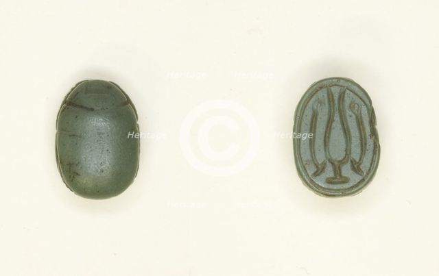 Scarab: Hieroglyphs (Hs-vessel and wAs-Scepters), Egypt, New Kingdom, Dynasty 18 (?)... Creator: Unknown.