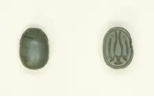 Scarab: Hieroglyphs (Hs-vessel and wAs-Scepters), Egypt, New Kingdom, Dynasty 18 (?)... Creator: Unknown