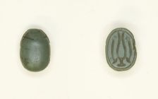 Scarab: Hieroglyphs (Hs-vessel and wAs-Scepters), Egypt, New Kingdom, Dynasty 18 (?)... Creator: Unknown
