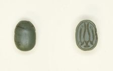 Scarab: Hieroglyphs (Hs-vessel and wAs-Scepters), Egypt, New Kingdom, Dynasty 18 (?)... Creator: Unknown