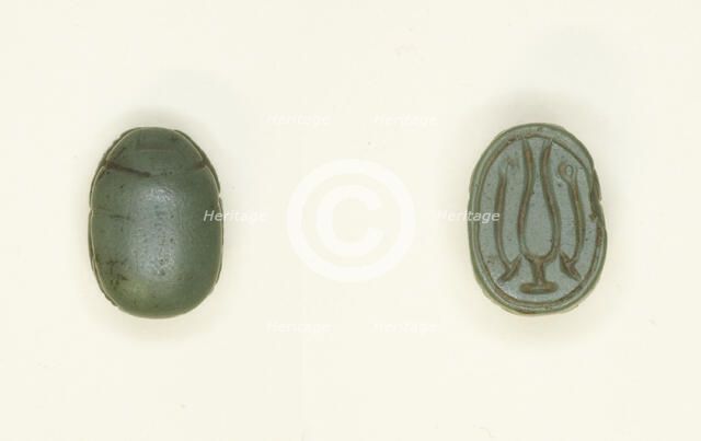 Scarab: Hieroglyphs (Hs-vessel and wAs-Scepters), Egypt, New Kingdom, Dynasty 18 (?)... Creator: Unknown.