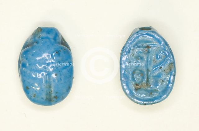 Scarab: Hieroglyphs (Red Crown, nfr- and nb-Signs: Trigramme of Amun), Egypt, New Kingdom... Creator: Unknown.