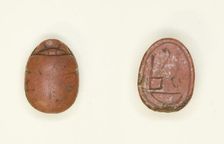 Scarab: Hieroglyphs (Red Crown, nfr- and nb-Signs: Trigramme of Amun), Egypt, New Kingdom... Creator: Unknown