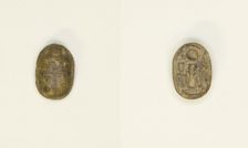 Scarab: Hieroglyphs (wAs-sign, Dd-sign, anx-sign), Egypt, New Kingdom, Dynasties 18-20 (abt 1550... Creator: Unknown