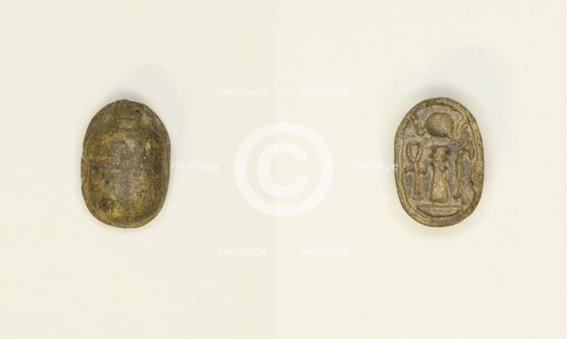 Scarab: Hieroglyphs (wAs-sign, Dd-sign, anx-sign), Egypt, New Kingdom, Dynasties 18-20 (abt 1550... Creator: Unknown.