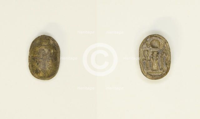 Scarab: Hieroglyphs (wAs-sign, Dd-sign, anx-sign), Egypt, New Kingdom, Dynasties 18-20 (abt 1550... Creator: Unknown.