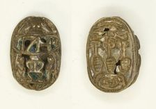 Scarab: Hieroglyphs (wedjat-eye, nefer-signs, nbw-sign), Egypt, New Kingdom, Dynasty 18... Creator: Unknown