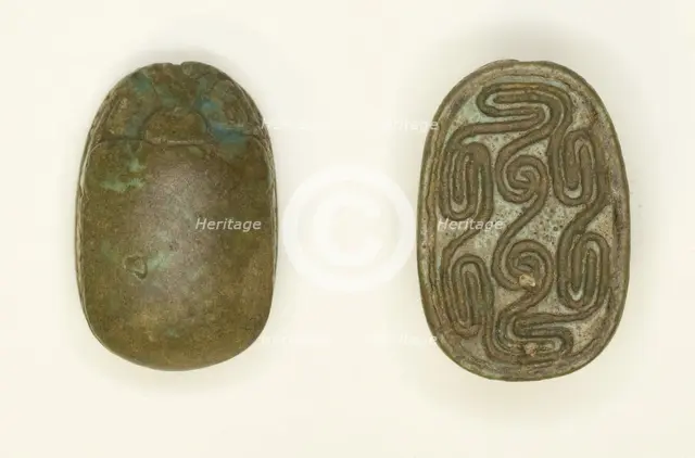Scarab: Interlocking Scrolls and Spirals, Egypt, Second Intermediate Period, Dynasty 15... Creator: Unknown.