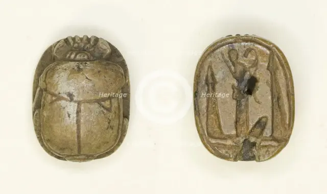 Scarab: King and Hieroglyphs, Egypt, New Kingdom-Late Period, Dynasties 18-26 (about 1550-525 BCE). Creator: Unknown.