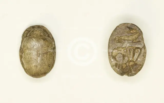 Scarab: Rabbit with Hathor Sistrum, Egypt, New Kingdom-Late Period, Dynasties 18-26 (abt 1550-525 BC Creator: Unknown.