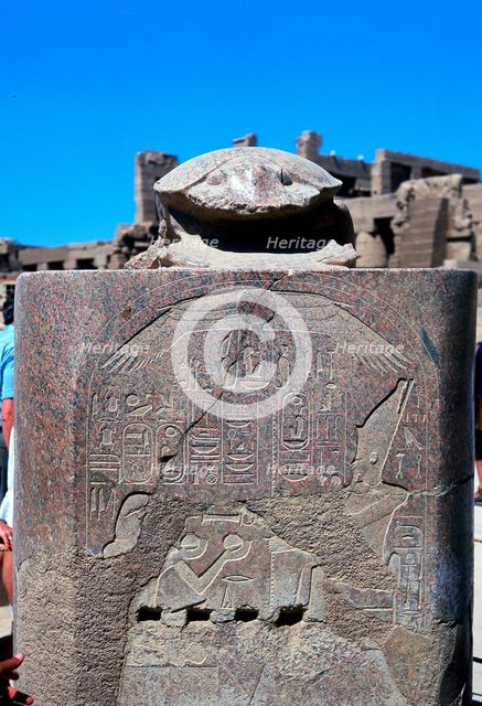 Scarab surmounting a relief of a pharaoh receiving tribute, Temple of Karnak, Egypt. Artist: Unknown
