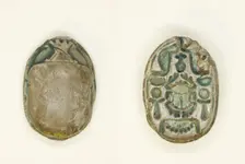 Scarab: Scarab Beetle with Hieroglyphs (cobras, anx-signs, nbw-sign), Egypt, Middle Kingdom, Dynasty Creator: Unknown