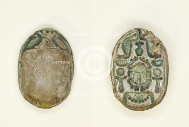 Scarab: Scarab Beetle with Hieroglyphs (cobras, anx-signs, nbw-sign), Egypt, Middle Kingdom, Dynasty Creator: Unknown.