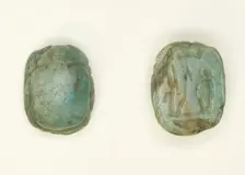 Scarab: Two Seated Deities, Egypt, New Kingdom, Ramesside Period, Dynasties 19-20 (abt 1295... Creator: Unknown