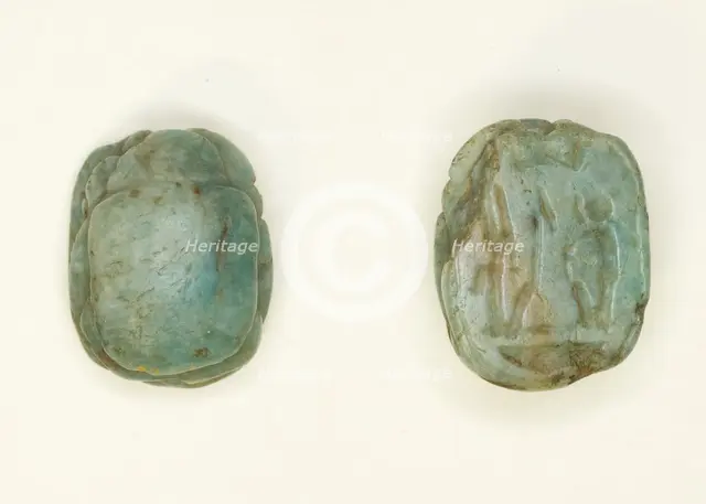 Scarab: Two Seated Deities, Egypt, New Kingdom, Ramesside Period, Dynasties 19-20 (abt 1295... Creator: Unknown.