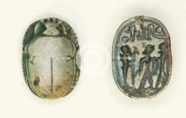 Scarab: The God Ptah with a Standing King and the Name of Usermaatra Setepenra (Ramesses II)... Creator: Unknown.