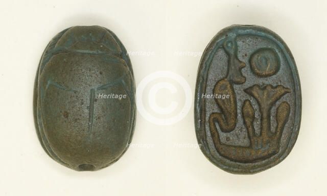 Scarab: Uraeus with Lotus, Egypt, New Kingdom, Dynasties 18-20 (about 1550-1068 BCE). Creator: Unknown.