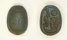 Scarab: Uraeus with Lotus, Egypt, New Kingdom, Dynasties 18-20 (about 1550-1068 BCE). Creator: Unknown