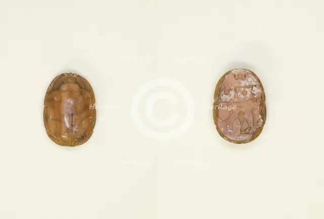 Scarab with Hieroglyphs, Egypt, Third Intermediate Period-Late Period, Dynasties 21/30... Creator: Unknown.