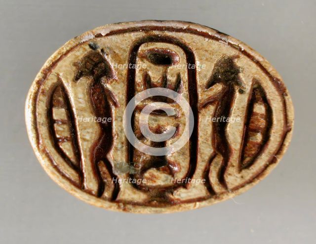 Scarab with Two Bound Enemies (image 2 of 2), 18th-26th dynasties (1504-525 BCE). Creator: Unknown.