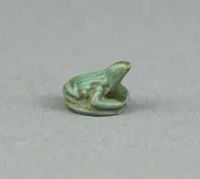 Scaraboid of a Frog; Ankh Sign on Underside, Egypt, New Kingdom, Dynasty 18 (about 1550-1295 BCE). Creator: Unknown