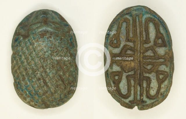 Scaraboid: Face Motif on Top, Floral Designs on Base, Egypt, Second Intermediate Period, Dynasty 15. Creator: Unknown.