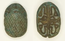 Scaraboid: Face Motif on Top, Floral Designs on Base, Egypt, Second Intermediate Period, Dynasty 15. Creator: Unknown
