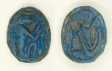 Scaraboid: Thoth as a Baboon with Lunar Crescent, Egypt, New Kingdom, Dynasties 19-20... Creator: Unknown