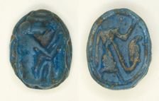 Scaraboid: Thoth as a Baboon with Lunar Crescent, Egypt, New Kingdom, Dynasties 19-20... Creator: Unknown