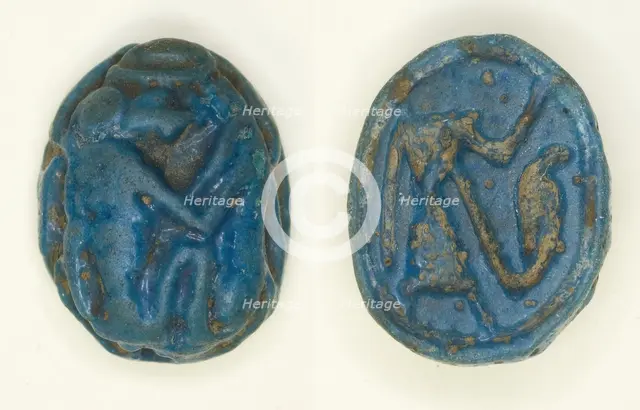 Scaraboid: Thoth as a Baboon with Lunar Crescent, Egypt, New Kingdom, Dynasties 19-20... Creator: Unknown.