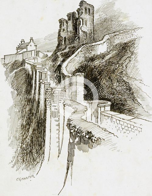 Scarborough Castle, North Yorkshire, 1892-1933. Artist: Charles George Harper.