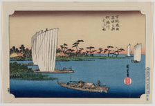 Scattered Pine Trees by the Tone River..., published in 1919. Creator: Ando Hiroshige (Japanese, 1797-1858)