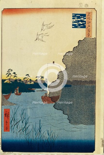 Scattered Pines on the Tone River (One Hundred Famous Views of Edo), 1856-1858. Artist: Hiroshige, Utagawa (1797-1858)