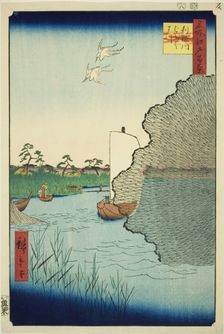 Scattered Pines on the Tone River (Tonegawa Barabara-matsu), from the series "One Hundred..., 1856. Creator: Ando Hiroshige