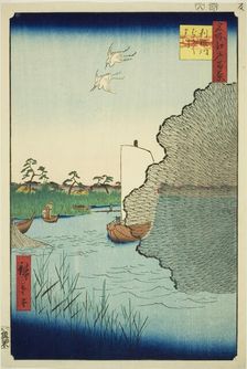 Scattered Pines on the Tone River (Tonegawa Barabara-matsu), from the series "One Hundred..., 1856. Creator: Ando Hiroshige