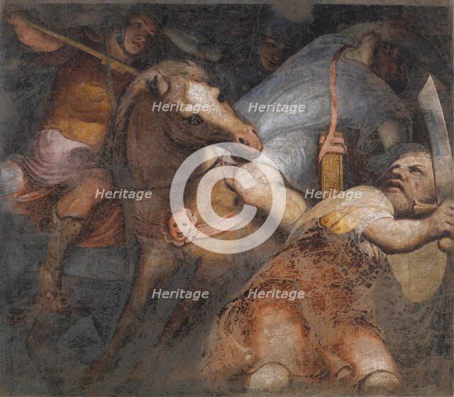 Scena di combattimento (battle scene), c.1557. Creator: Gambara, Lattanzio (around 1530-1574).