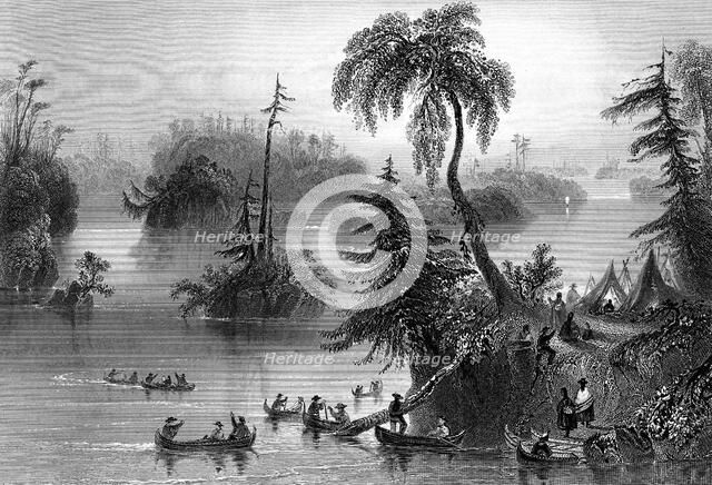 Scene among the Thousand Isles, Canada, 1842.Artist: R Brandard