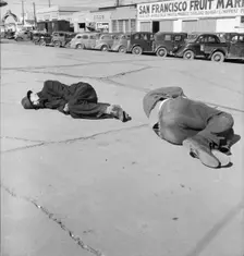 Scene along "Skid Row", Howard Street, San Francisco, California, 1937. Creator: Dorothea Lange