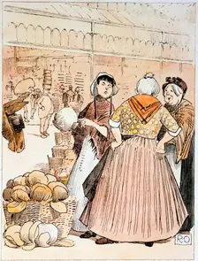 Scene at Covent Garden fruit and vegetable market, London, early 20th century