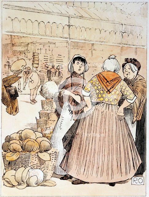 Scene at Covent Garden fruit and vegetable market, London, early 20th century. Artist: Unknown
