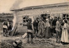 Scene at a cholera barracks (from the series of watercolors Russian revolution), c. 1920. Artist: Vladimirov, Ivan Alexeyevich (1869-1947)