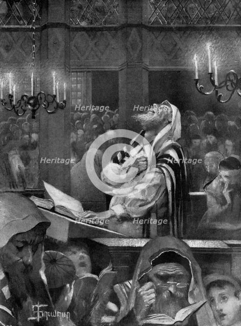 Scene at a synagogue, the great day of atonement, 6th October 1897. Artist: Isaac Snowman