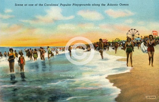 'Scene at one of the Carolinas' Popular Playgrounds along the Atlantic Ocean', 1942. Creator: Unknown.