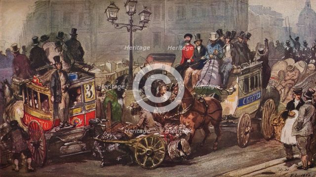'Scene at Ludgate Circus', 1850. Artists: Otto Limited, Eugene Louis Lami.